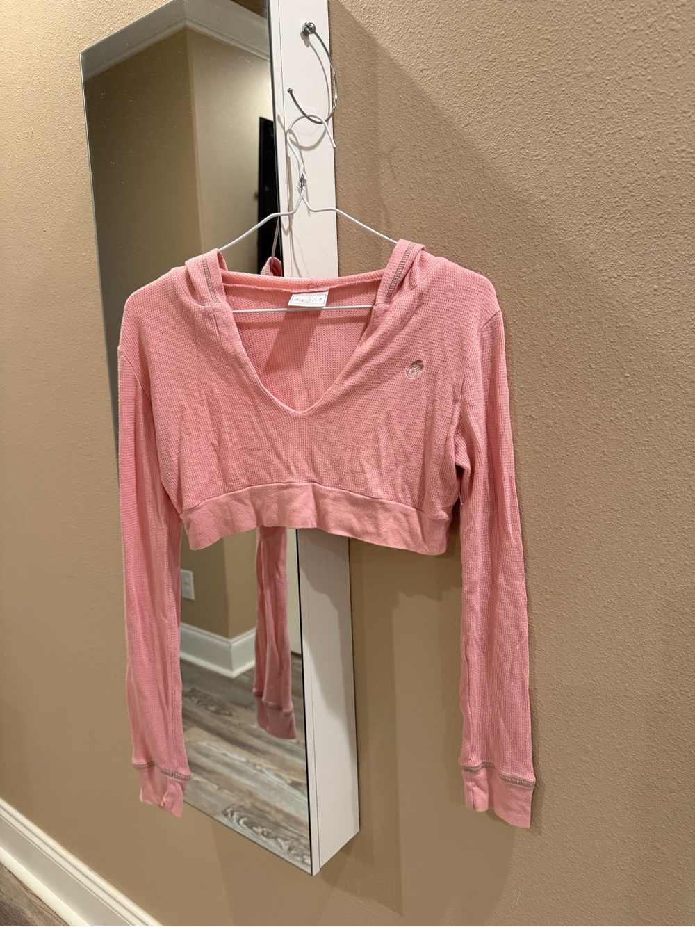 Ezekiel Pink Cropped Waffle Hoodie